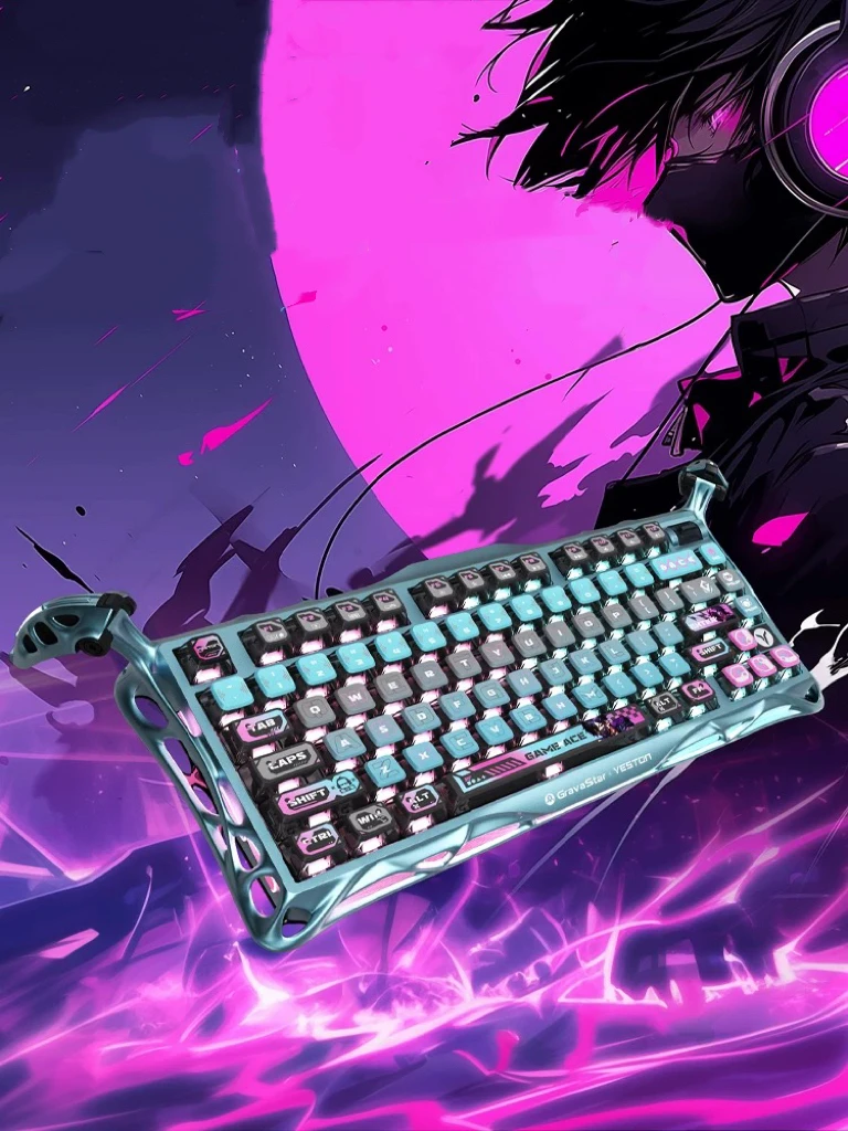 لوحة مفاتيح ميكانيكية للعبة Gravity Planet ذات علامة تجارية مشتركة K1PRO ACE ثلاثية الأوضاع RGB للألعاب الرياضية الإلكترونية اللاسلكية