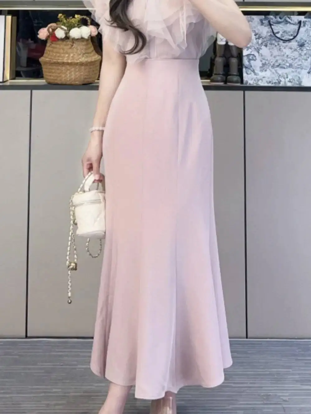 

New Elegant Irregular Mermaid Falda Casual Ruffles Fresh Bodycon Mid-Length Skirt Japan Literary Slim Waist Moda Faldas