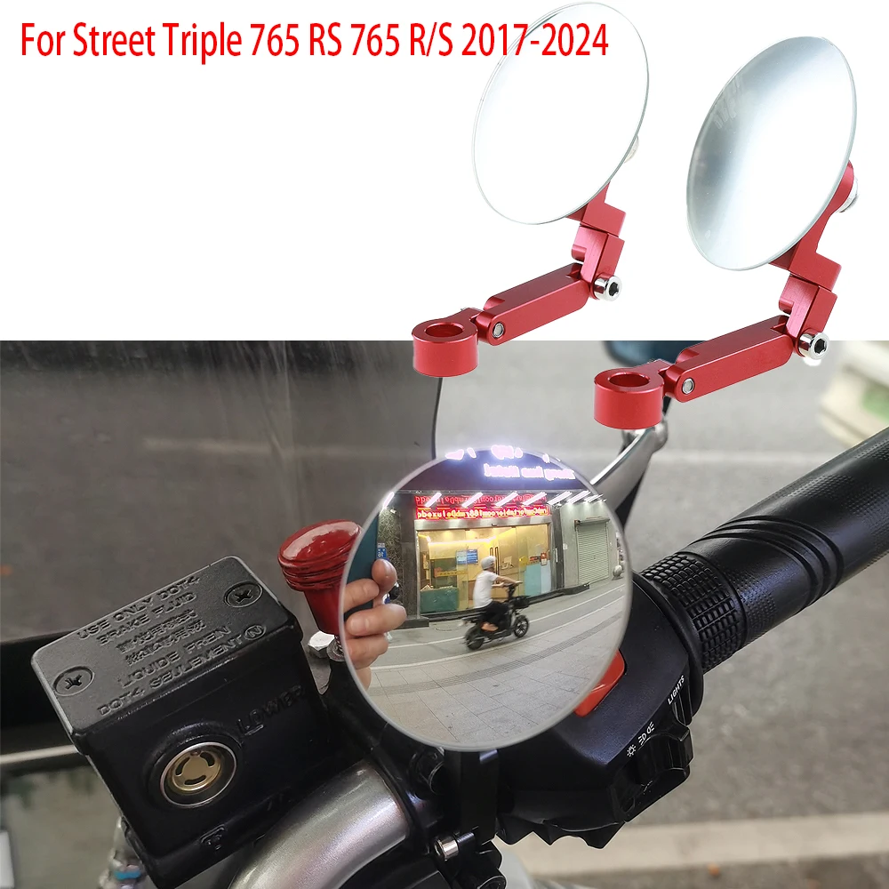 

Motorcycle Rearview Mirror Blind Spot Auxiliary Side Mirrors For Street Triple 765 RS 765 R/S 2017-2024 Adjustable Convex Mirror