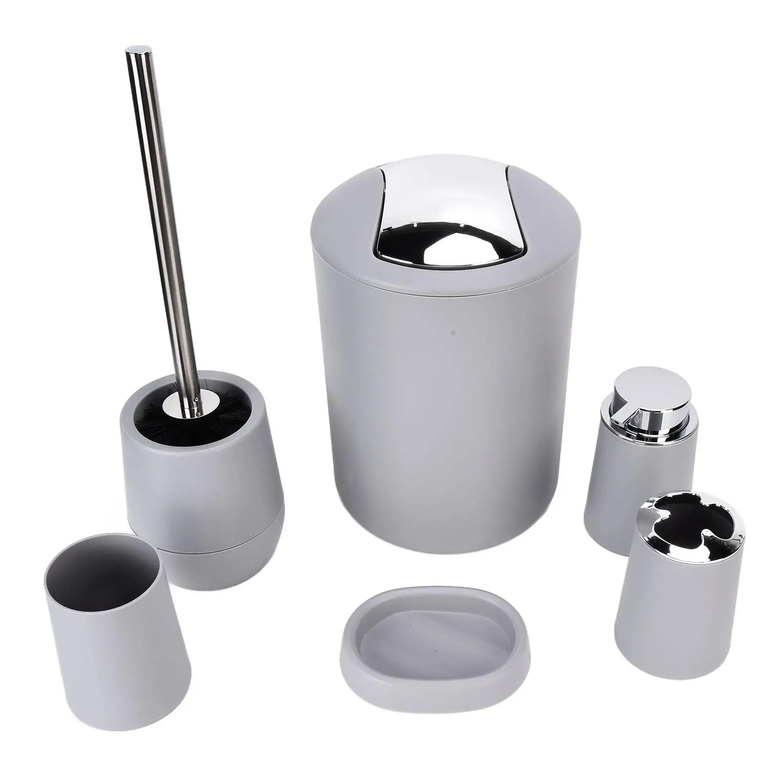 6-Piece Electroplating for bathroom Accessories Set - Toothbrush Holder, Trash Can & More for Stylish Bath Supply