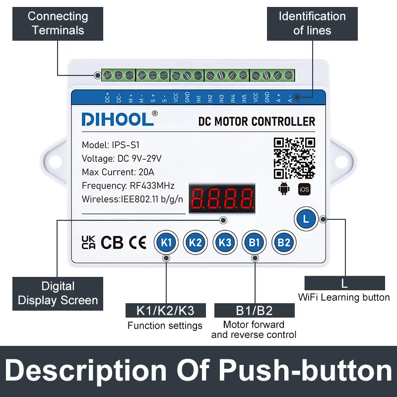 Imagem -02 - Smart dc Motor Atuador Controlador Elevador Interruptor de Controle Avançado e Reverso Suporte Rs485 Comunicar Plc App Controle Ips-s1