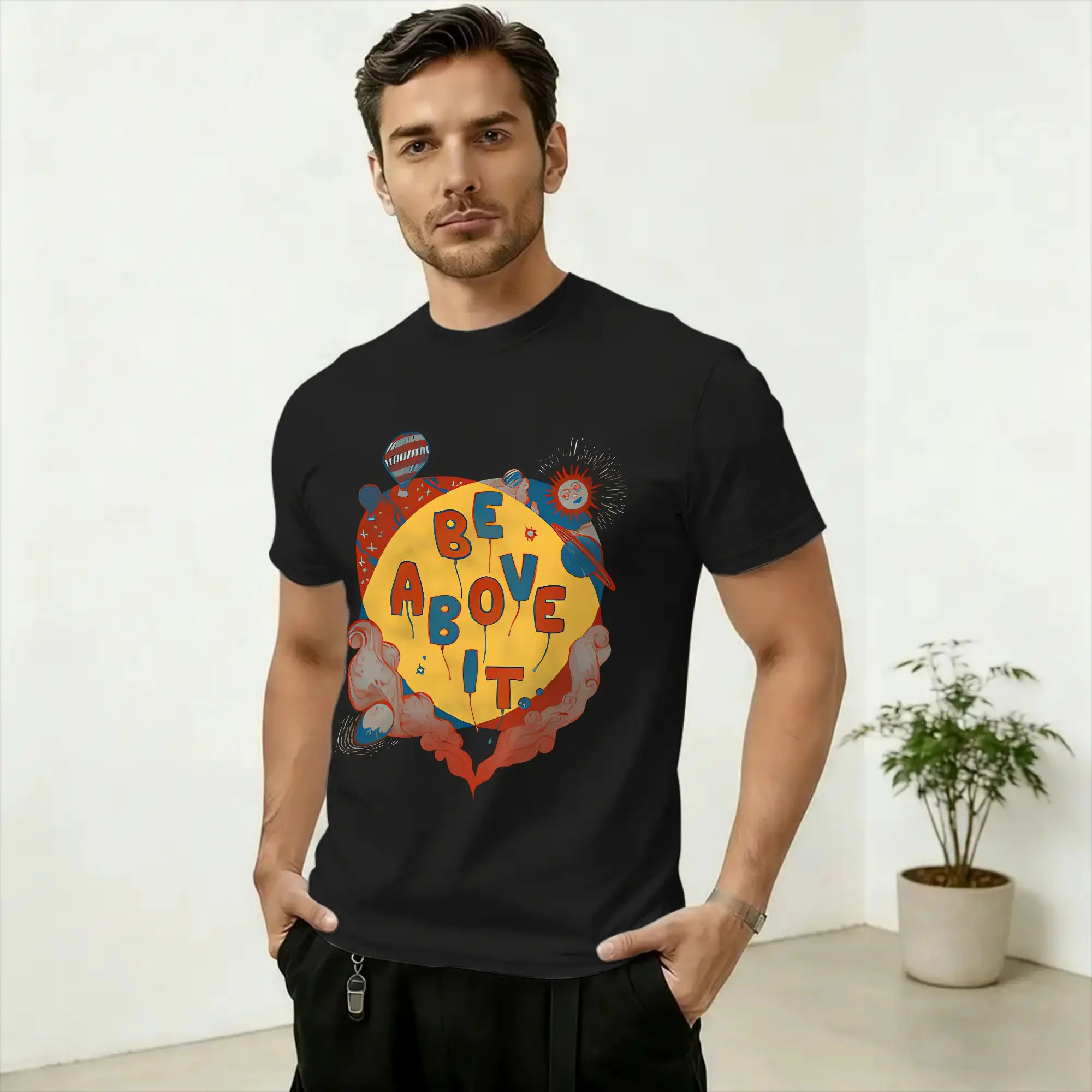 Tame Impala Be Above It Men's T Shirts  Casual Tees Short Sleeve Round Collar T-Shirt Pure Cotton Printed Tops