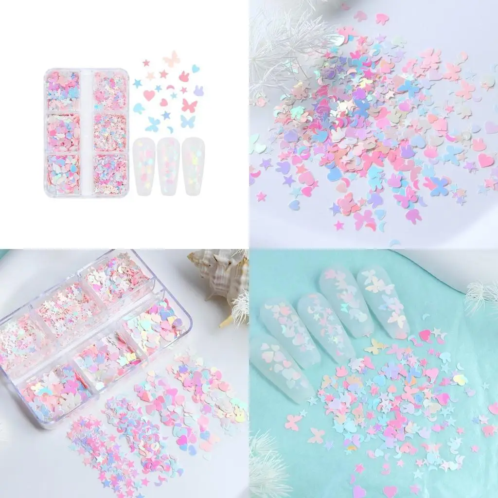 

P9FE Butterfly Star Glitter Sequins Sparkling Sequins Mix Glitter Mix for Girls