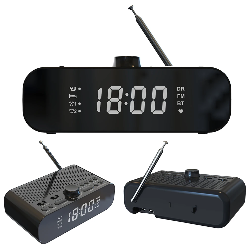 Portable DAB FM Radio BT Digital Radio LED Display Battery Operated Radio Digital Alarm Clock Radio for Home Outdoor Gift