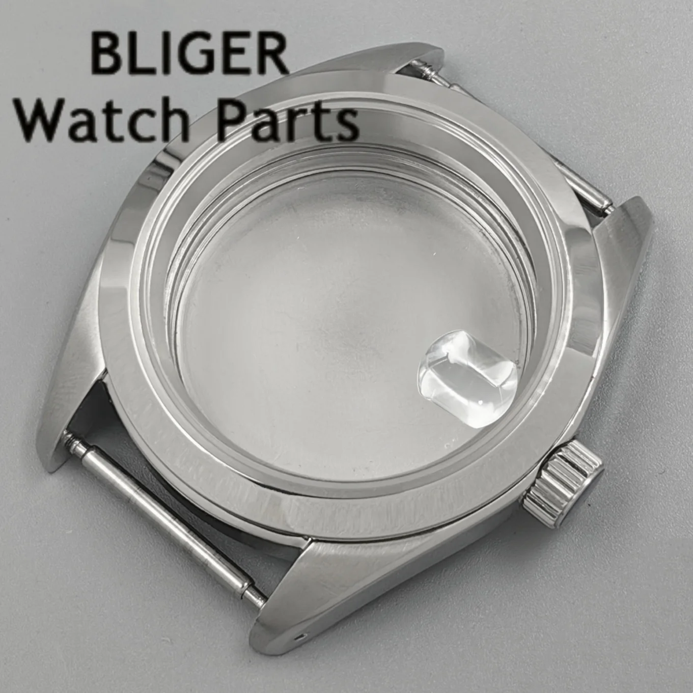 

38mm Silver Case Steel Dive Polished Watch Case Sapphire Glass For NH34 NH35 NH36 Miyota9015 ETA2824 PT5000 Movement Screw Crown