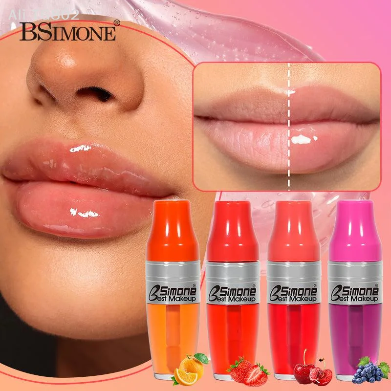 BSIMONE 1Pc 10ML Fruit Lip Gloss - Transparent Moisturizing Lip Oil Nourishes Long-Lasting Waterproof Liquid Lip Cosmetics