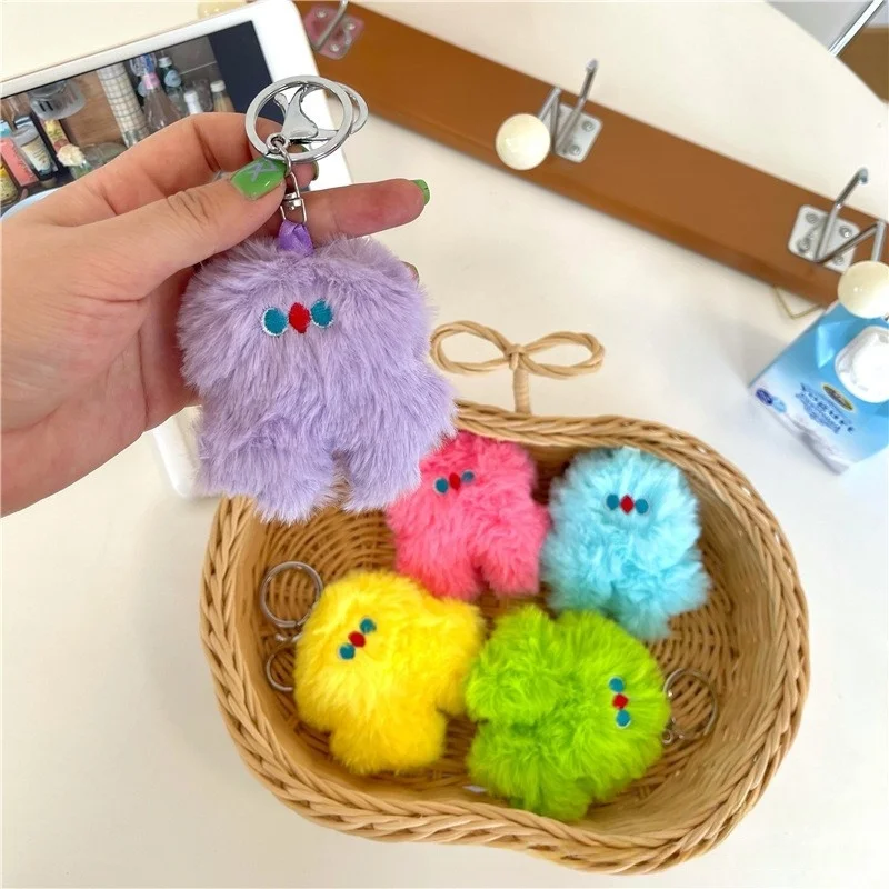 Cute Plush Monster Keychain Colorful Cartoon Toy Doll Pendant Keyring Car Backpack Accessories For Women Girls Creative Gifts
