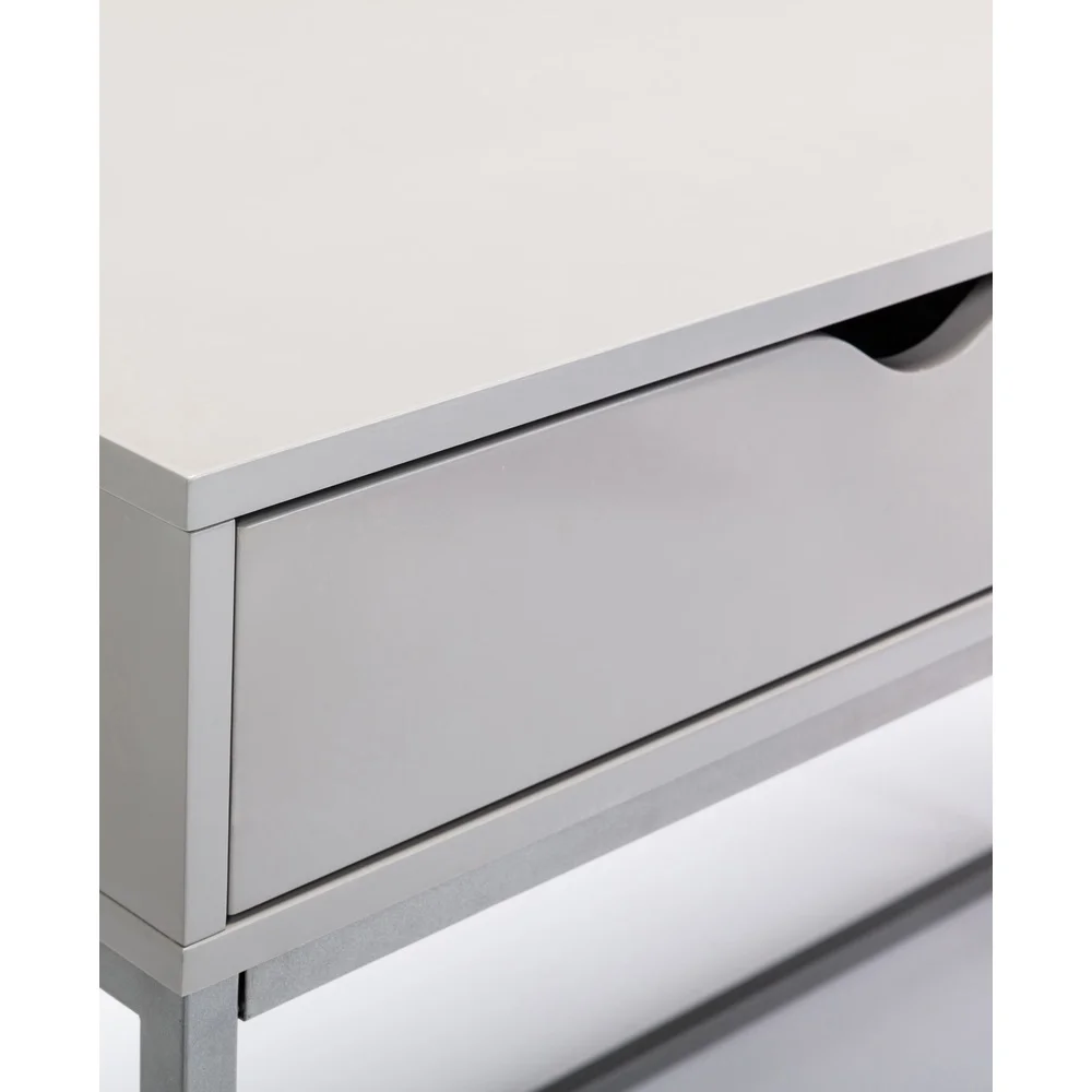 Compact Contemporary Writing Desk with Storage Drawers Home Office Desk Sturdy Construction Easy Maintenance Design