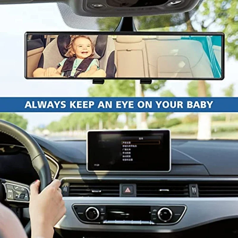 Universal Car Interior HD Rearview Mirrors 280mm Lengthen Anti-glare Wide-angle Surface Blue Mirror Auto Accessories Curved