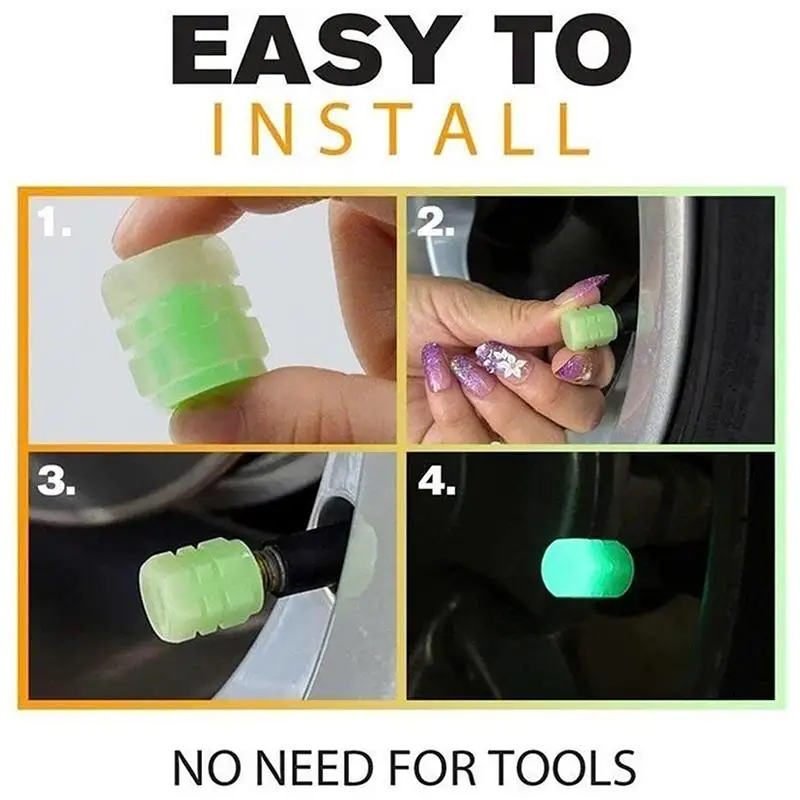 Glow In The Dark Tire Valve Caps Dustproof Easy Install Multicolor Fit for Cars Motorcycles Mountain Bikes view 2