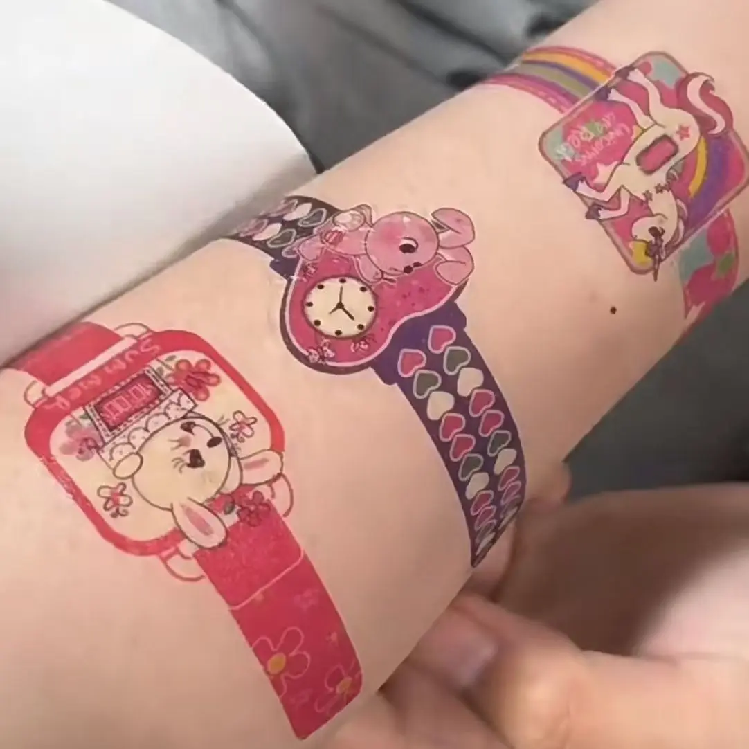 Cartoon Luminous Watch Shape Temporary Tattoo Stickers Waterproof Kids Wrist Decor Stickers Children Party Gift Sticker
