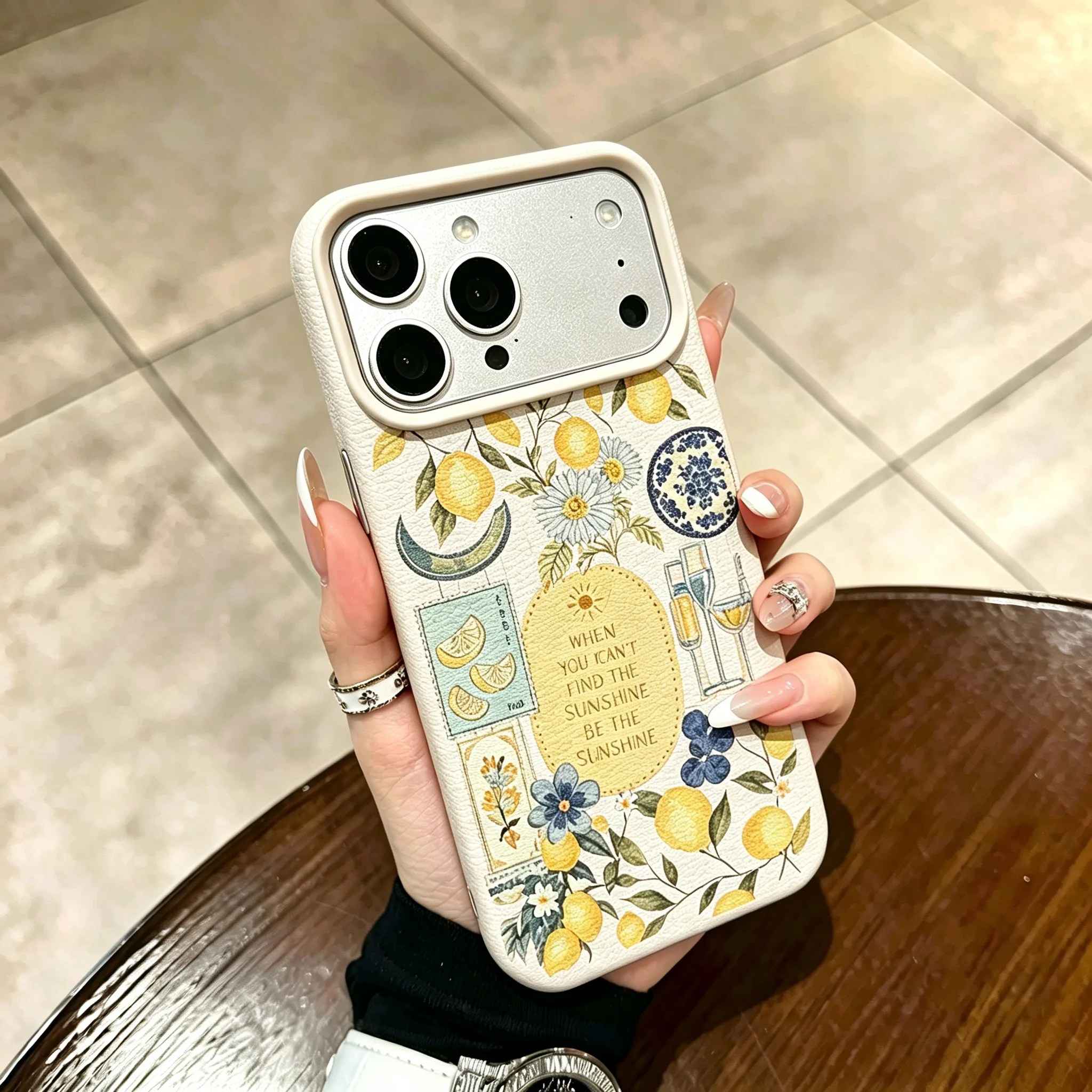 Vintage Y2K - Casing Ponsel Motif Bunga Lemon Vintage