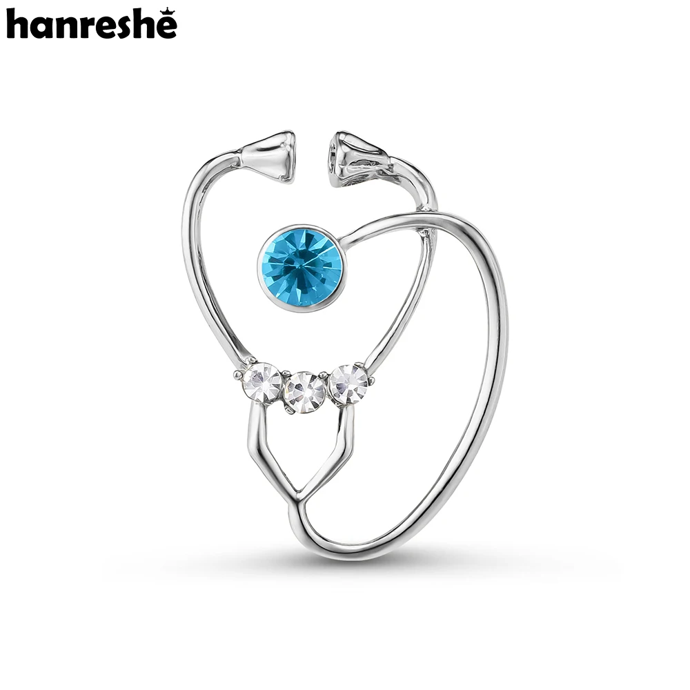 Hanreshe New Medical Crystal Stethoscope Pin Brooch Lapel Backpack Hat Zircon Badge Medicine Jewelry for Doctor Nurse Gifts