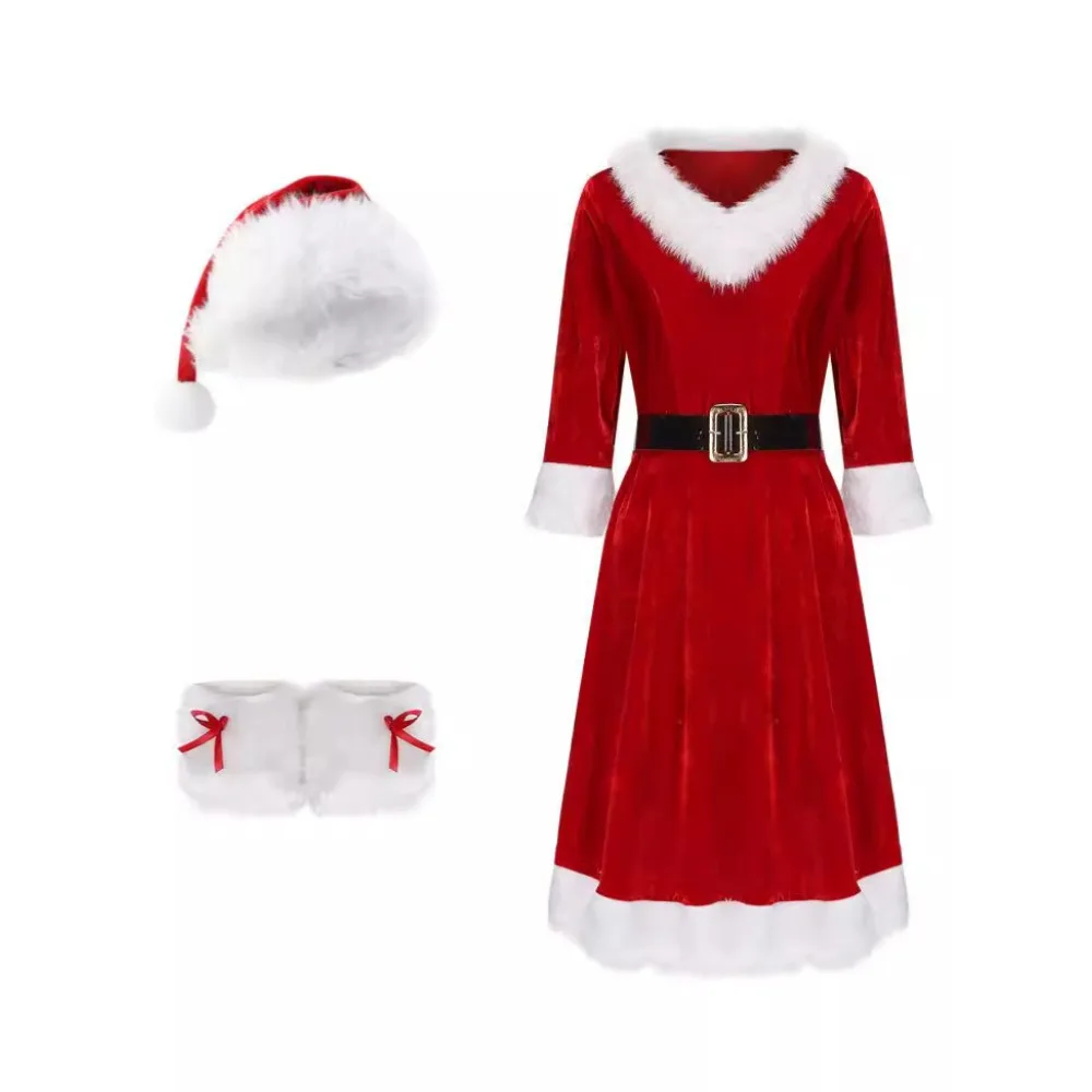 Costume de cosplay de Noël pour femme, déguisement du père Noël, robe rouge imbibée, Noël, Halloween, carnaval, fête du Nouvel An, vêtements Py Play