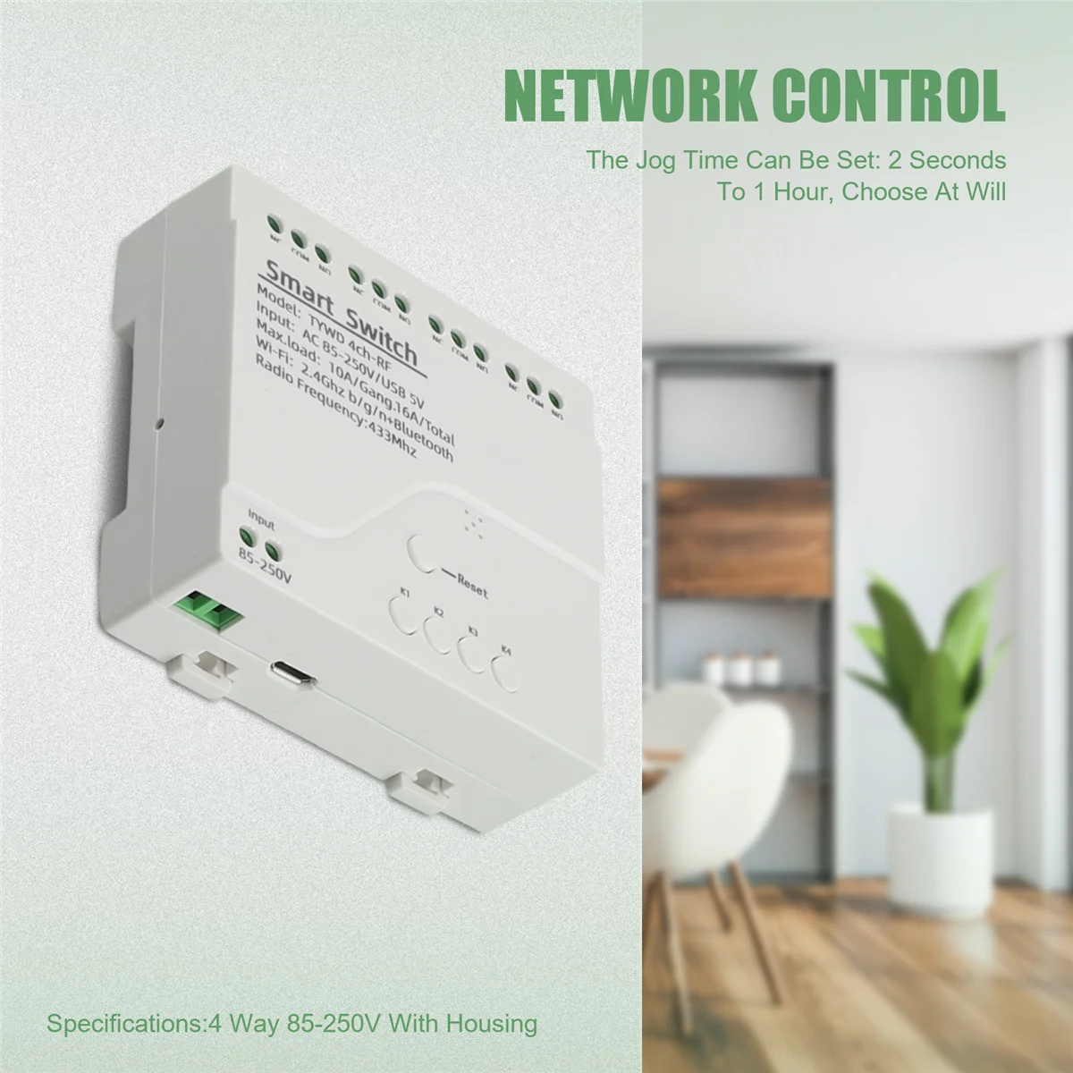 Graffiti WiFi Module 4-Channel WiFi Tap Self-Locking Module with RF 4-Channel AC 85-250V with Enclosure