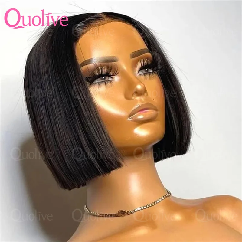 

13x6 Short Bob Straight 5x5 Transparent Lace Front Wig 250% Density 100% Human Hair Pre Plucked Wigs For Black Women 10 16 Inch