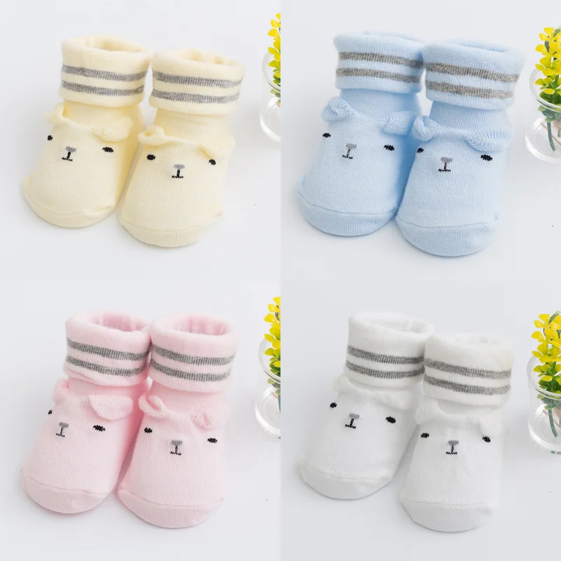 

2Pair/lot new cartoon newborn baby socks for 0-6 months baby non-slip baby foot socks