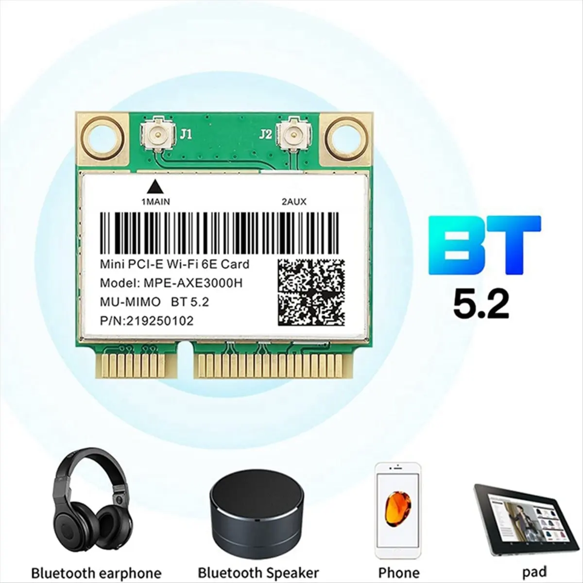 T35C Tri Band 5374Mbps WiFi 6E -AXE3000H AX210 Wireless Card BT 5.2 for PCIE Wi-Fi Adapter Win10 for Desktop/Laptop - view 6