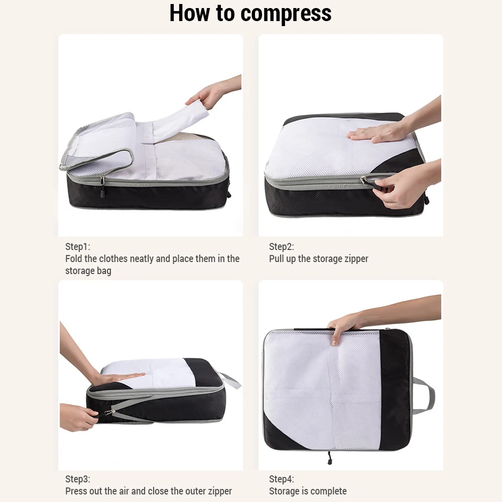 1 Set Compression Packing Cubes Compressible Travel Packing Organizer for Carry on Suitcase Clothes Bag Organizer