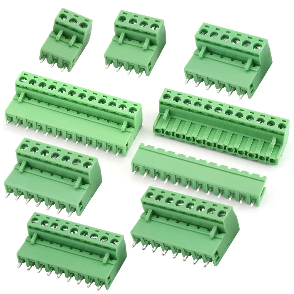 KF2EDG 5,08mm paso PCB bloque de terminales de tornillo 2P 3P 4P 5P 6P 7 8P 9 10 11 12Pin enchufe macho hembra conector de cable de cabecera de Pin