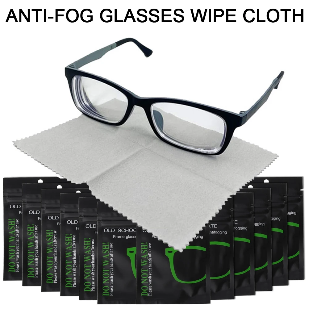 10PCS Reusable Anti-Fog Wipes Glasses Pre-moistened Anti-fog Lens Cloth Defogger Eyeglass Wipe Prevent Fogging for Glasses