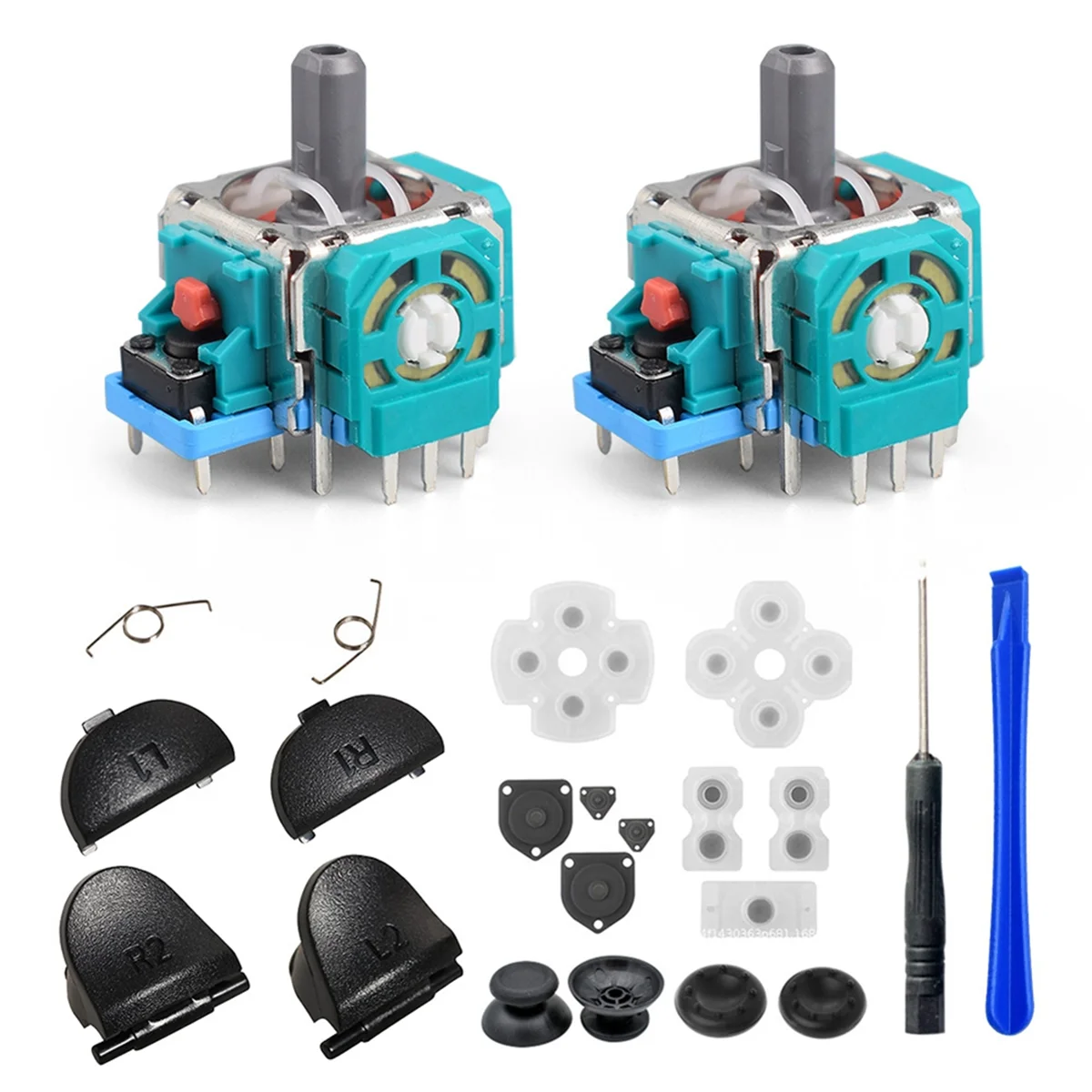 3D Analog Joystick Potentiometer สําหรับ Playstation 4 PS4 เกมคอนโซลจอยสติ๊ก Caps และชุดไขควง