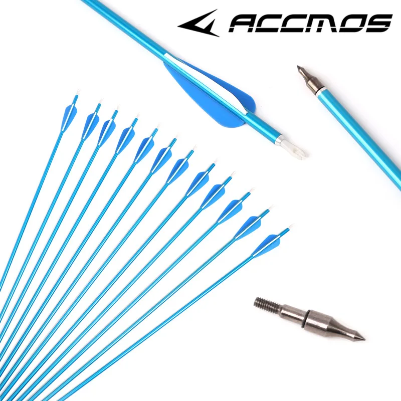 30inch ID 6.2mm Aluminium Arrows SP300 with replaceable arrow heads for Archery Recurve Bow Straight Bow Shooting Hunting arrows