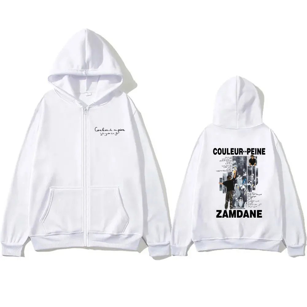 

Rapper Zamdane Couleur De Ma Peine Album Zipper Hoodie Men Women Hip Hop Fashion Pop Music Zip Up Jacket Male Oversized Hoodies