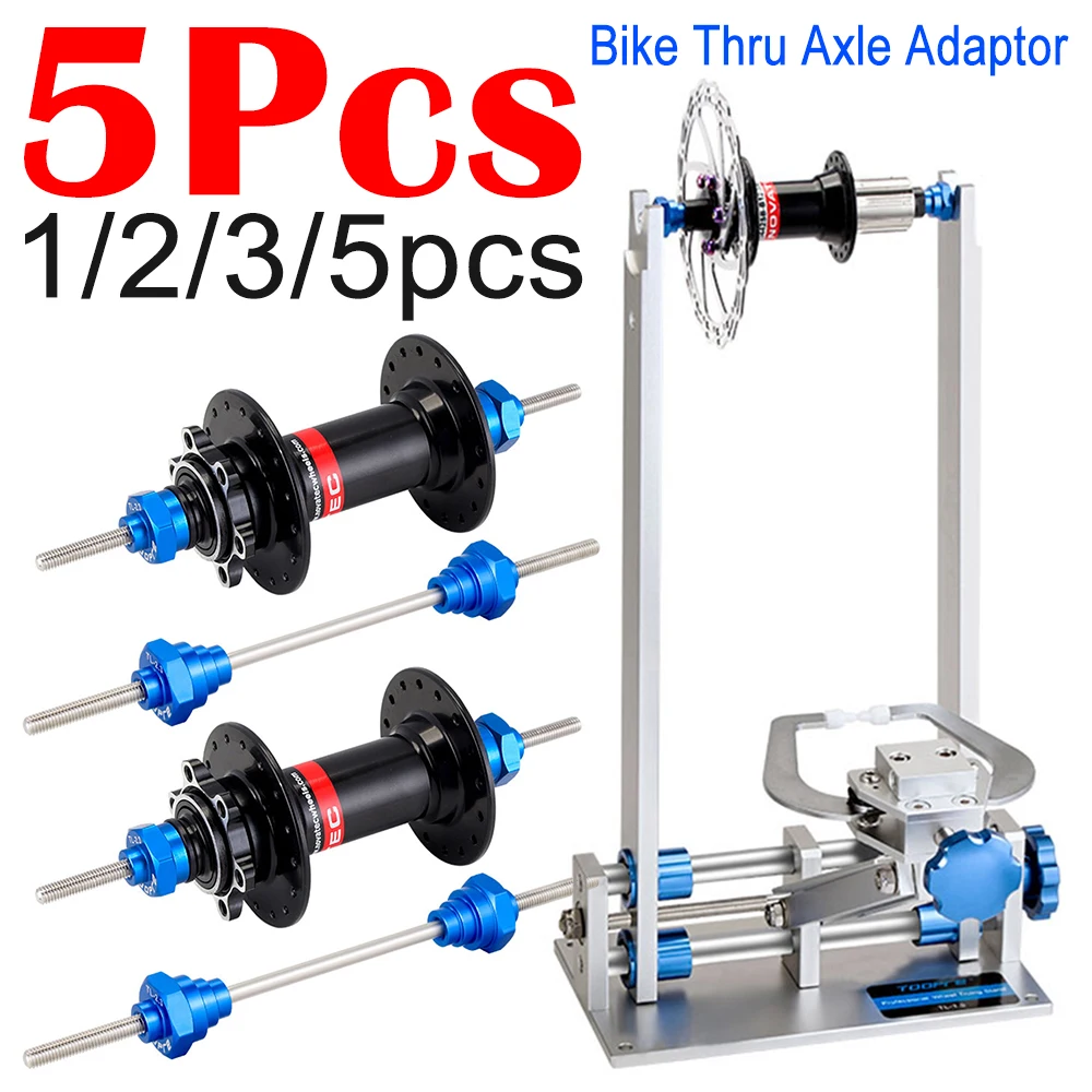 1-5pcs Bike Bicycle Hub Thru Axle Adaptor for Wheel Truing Stands 12/15/20mm Aluminum Alloy Stainless Steel Bicycle Repair Tools