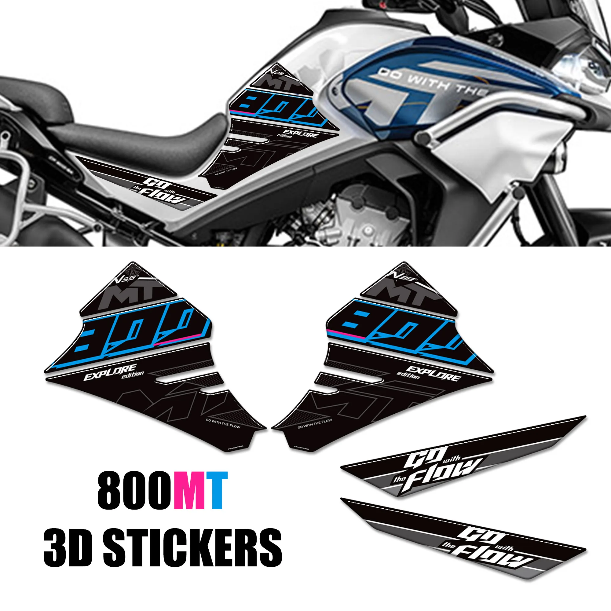 

800MT For CFMoto 800MT Sport Explore Touring Adventure Protector Tank Pad Grips Kit Knee Fairing Fender Stickers Decals Adhesive