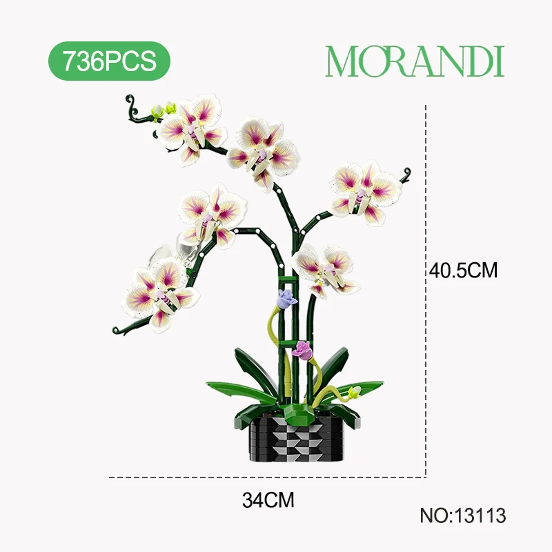 Creatief orchideeënboeket Cymbidium Eeuwige Bloemen Potplant Bouwstenen Huis Bureau Decoratie DIY Steentjes Speelgoed Kerstcadeau