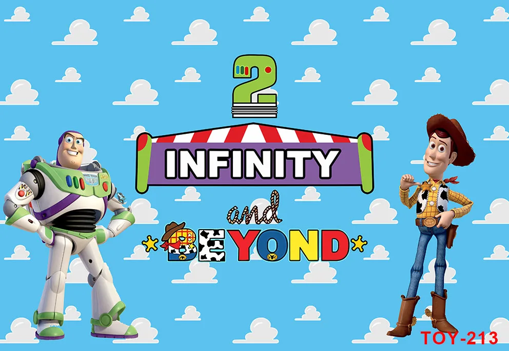 Two Infinity and Beyond Backdrop for 2nd Birthday Party Supplies Photo Backgrounds Toy Story Theme Baby Shower Banner