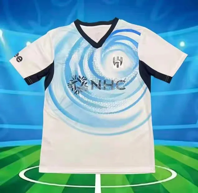 Neue 2026 Al-Hilal 2627 Saison Heim- und Auswärtstrikots, atmungsaktive Kurzarm-Sport-T-Shirts für Männer, Frauen und Fans, Familien-Set. – Detail 4