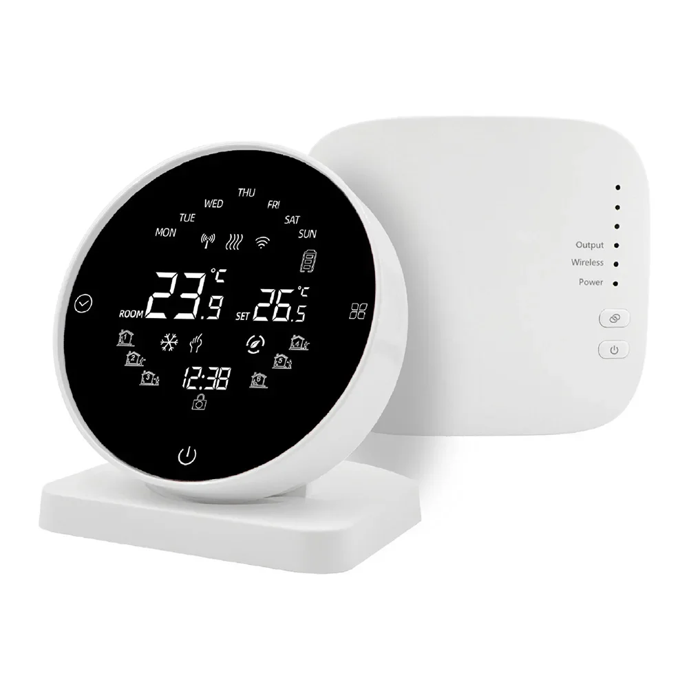 Wired or Battery Operated Smart Boiler Thermostat Featuring Adjustable Brightness and Voice Control Capability