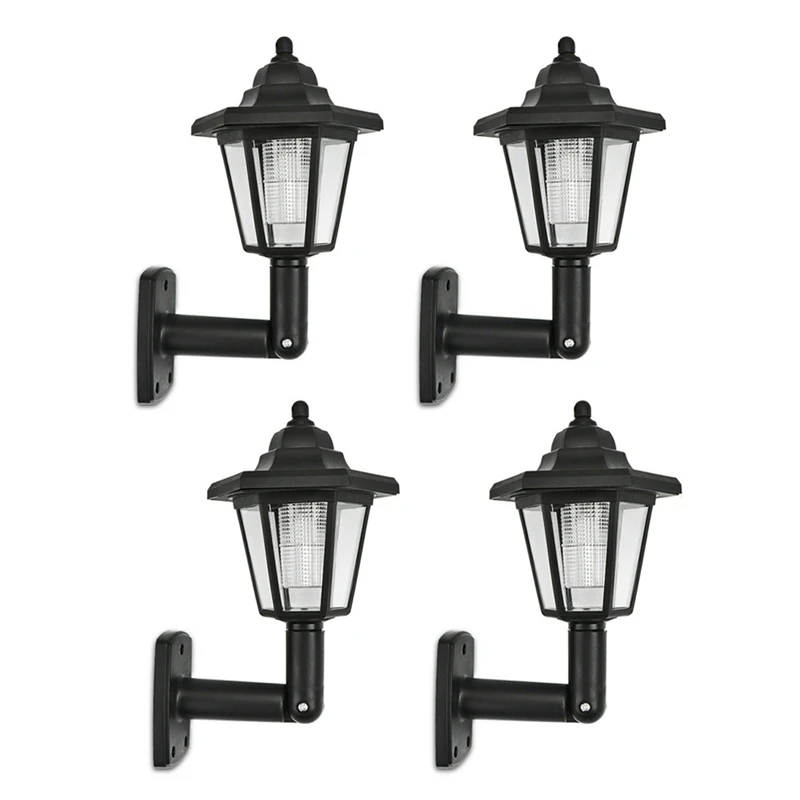 

4 X Solar Powered LED Outdoor Garden Fence Wall Lantern Light Lamp Light Sensor