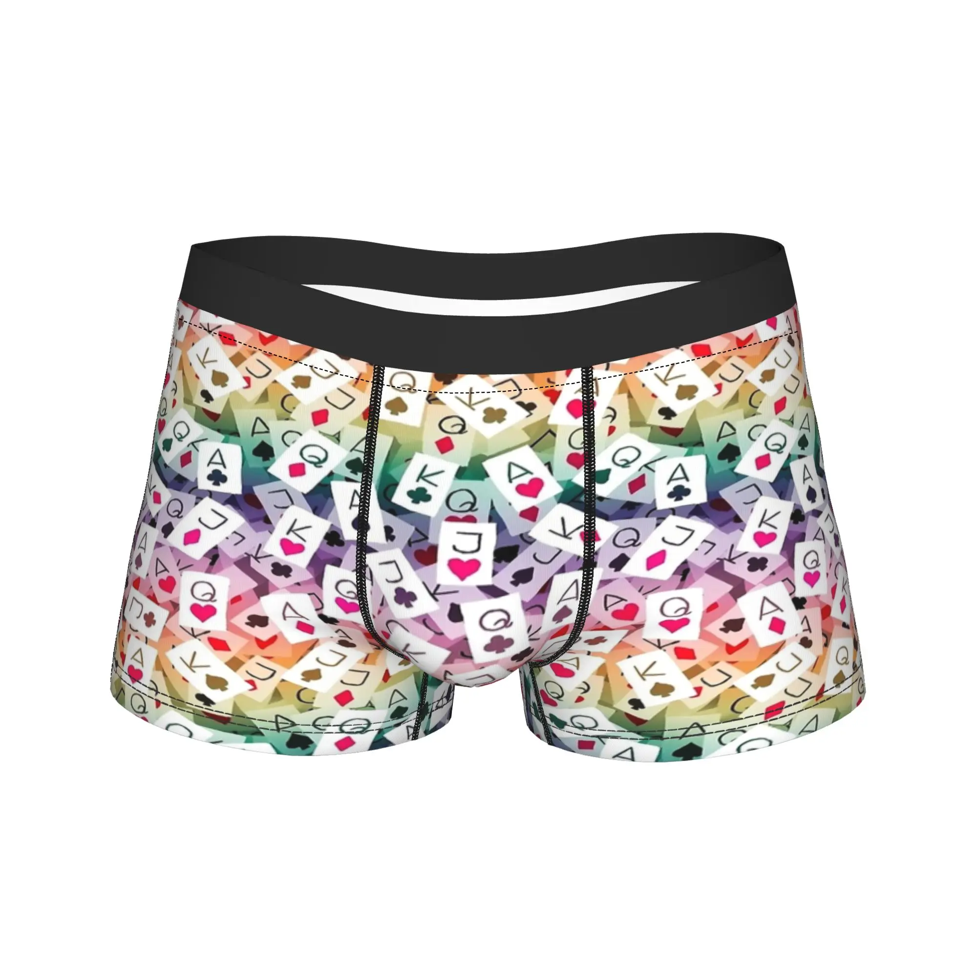 Poker Tiled Cards Rainbow Underwear  Comfortable Underpants Pattern Shorts Briefs For Men Pouch Plus Size Trunk