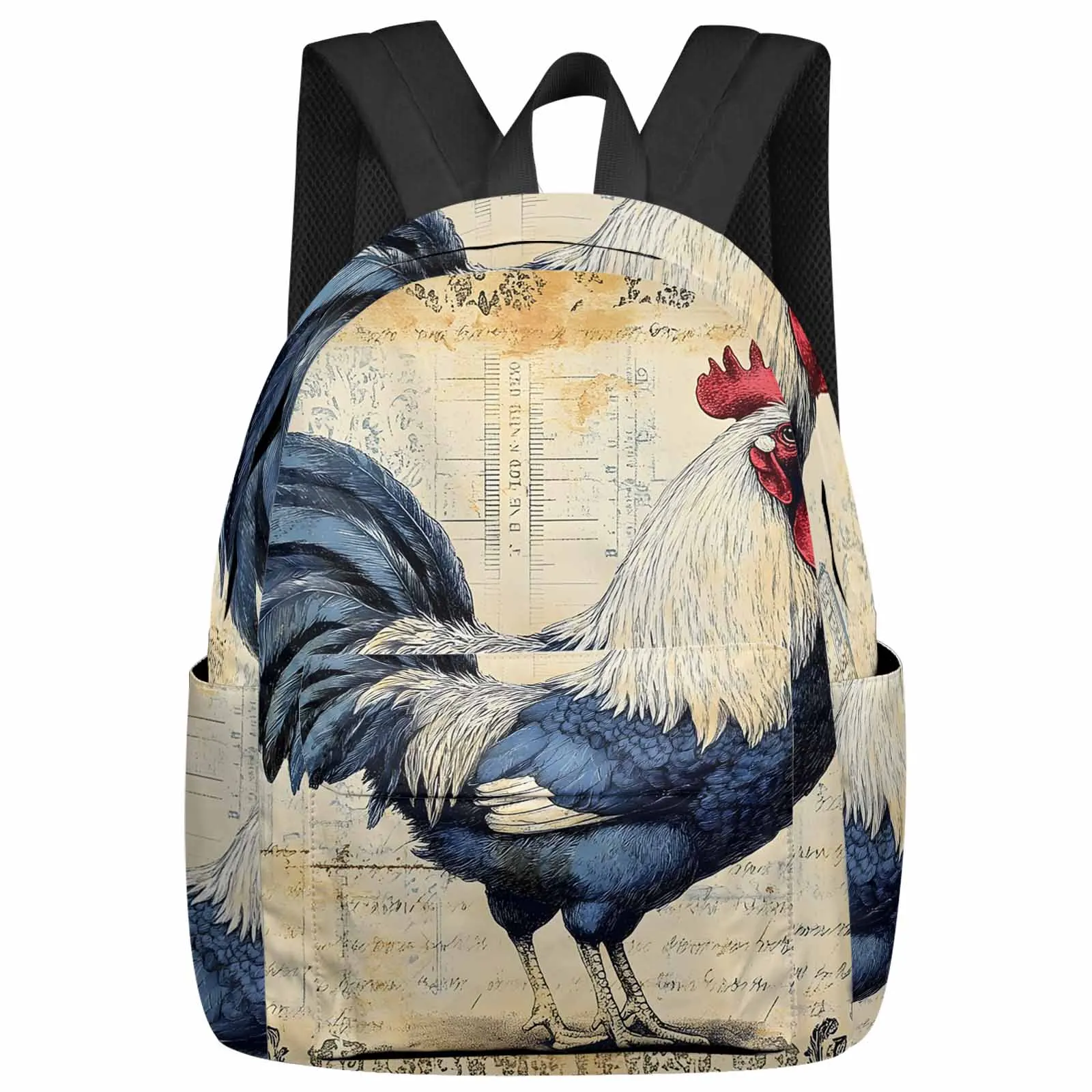 

Vintage Farm Chicken Texture Backpack School Bags for Teenagers Students Laptop Bag Women's Casual Travel Backpack