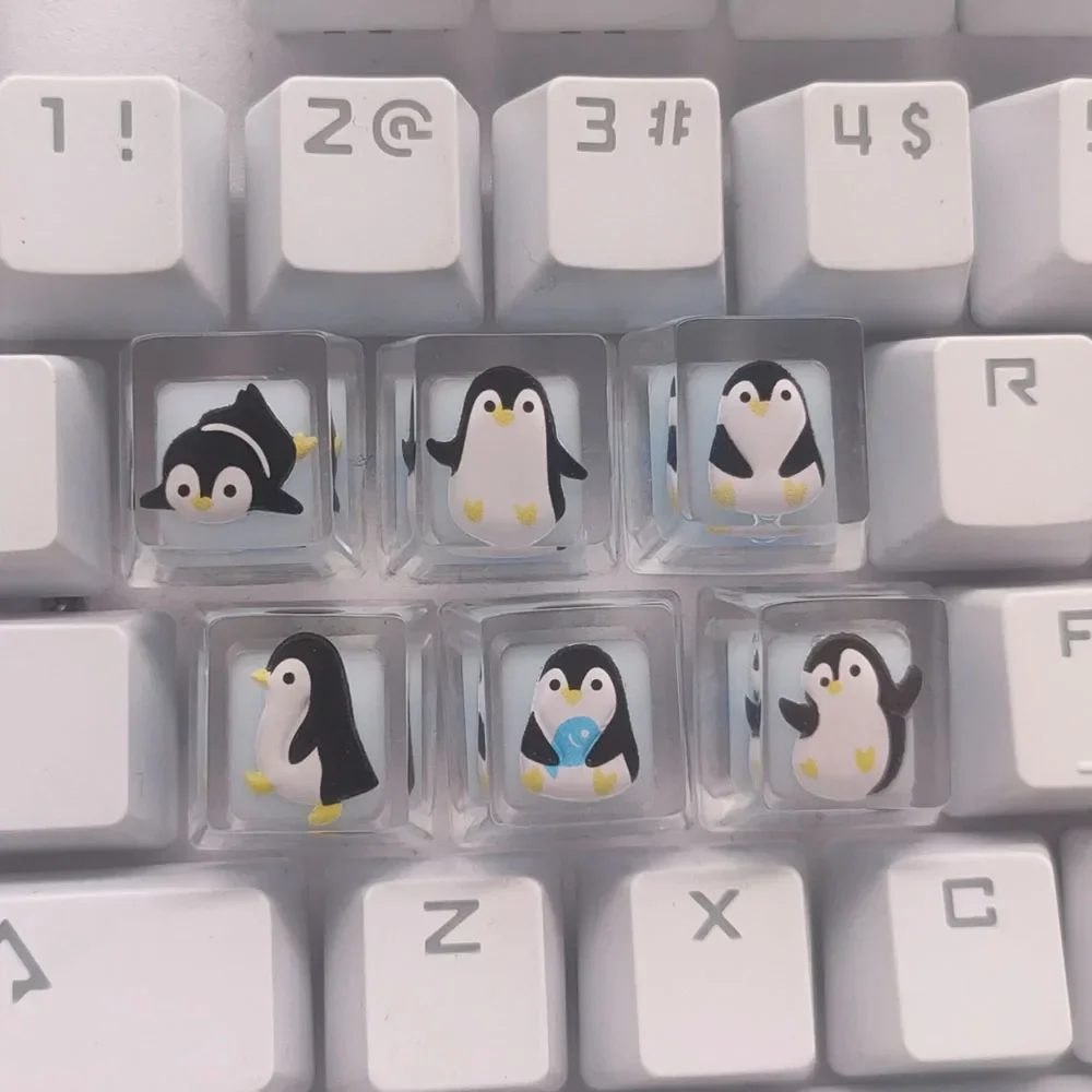 

Handmade Epoxy Resin Mechanical Keyboard Keycap Kawaii Penguin Anime Cute Custom Cherry Mx Diy Artisan Esc Key Caps Accessories