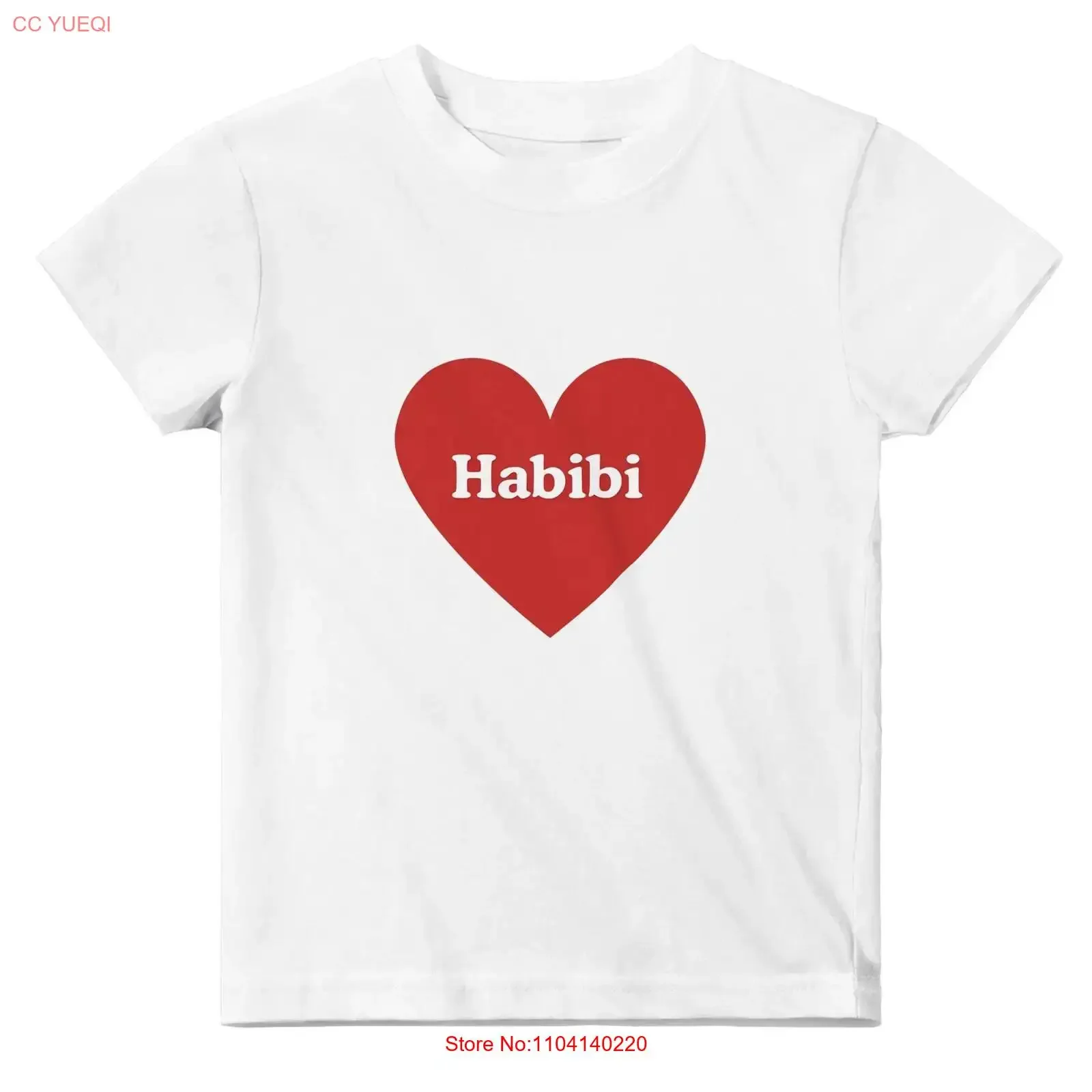 

Детская футболка Habibi Heart 100, хлопок, винтажная стираная модная удобная повседневная дизайнерская одежда для дома, универсальная мягкая одежда с графикой