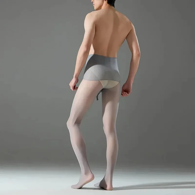 Men's Ultra-thin Airplane Cover Pantyhose Summer Seamless High-waisted Men's Stockings Thin Sexy Silky Smooth and Shiny