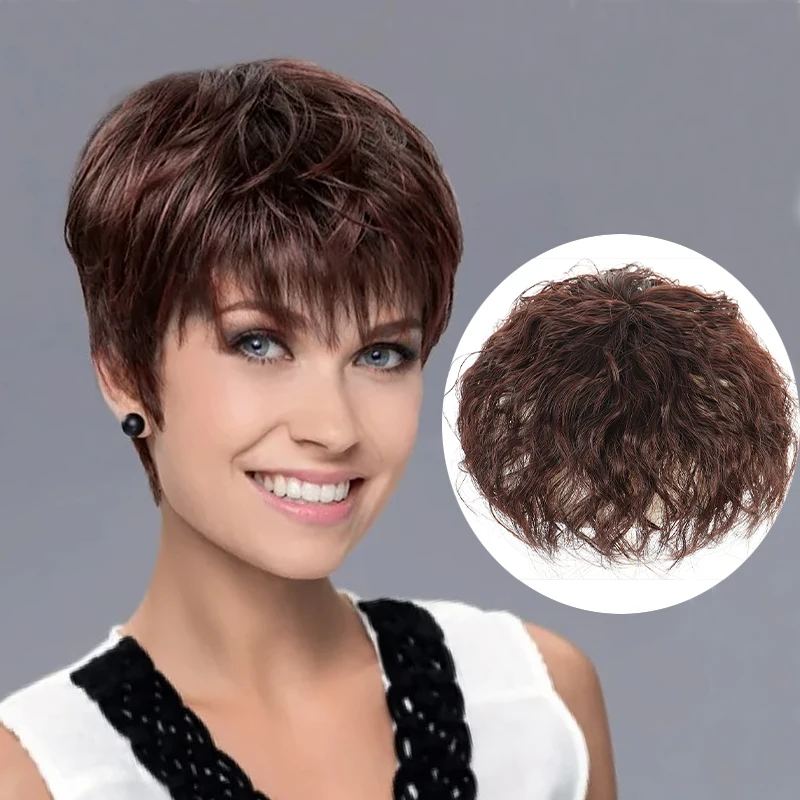 Curto encaracolado ondulado cabelo toppers para mulheres, clipe em pedaços de cabelo, invisível aparência natural, cabelo pedaços, aumentar o cabelo