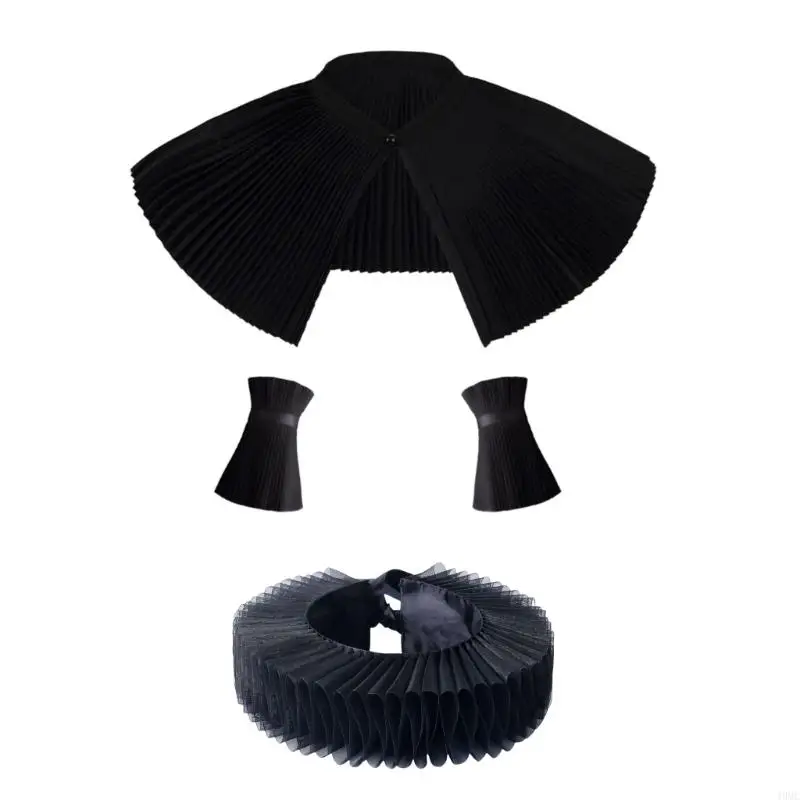 

49MC Vintage Detachable Collar Ruffled Tulle Collar Accessory for Drama Props Costume