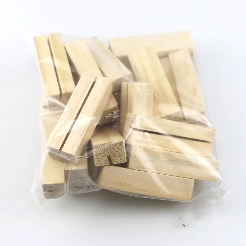 

20pcs Natural Wood Memo Clips Photo Holder Business Card Stand Message Organizer