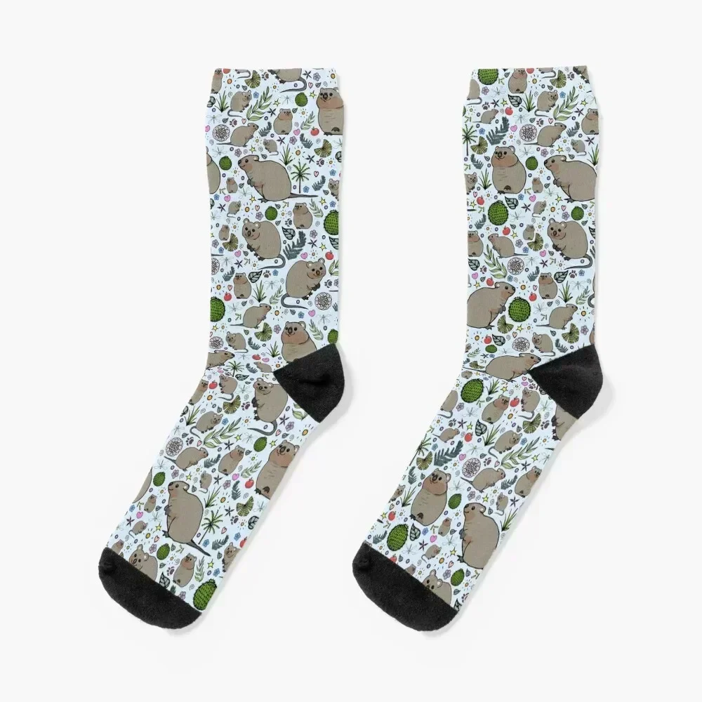 Quokkas in Blue Socks basketball designer retro summer Socks Ladies Men's