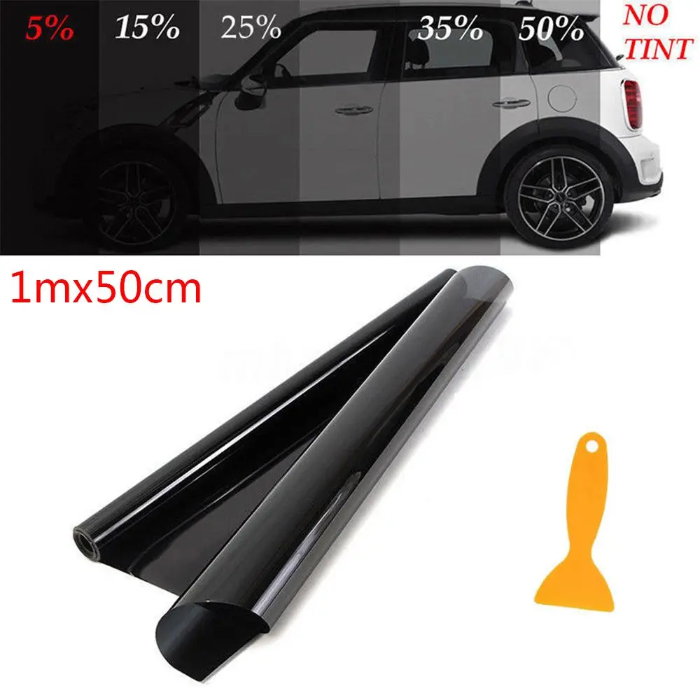 100x50cm 5% VLT Car Window Tint Professional Dark Smoke Black Film Uncut