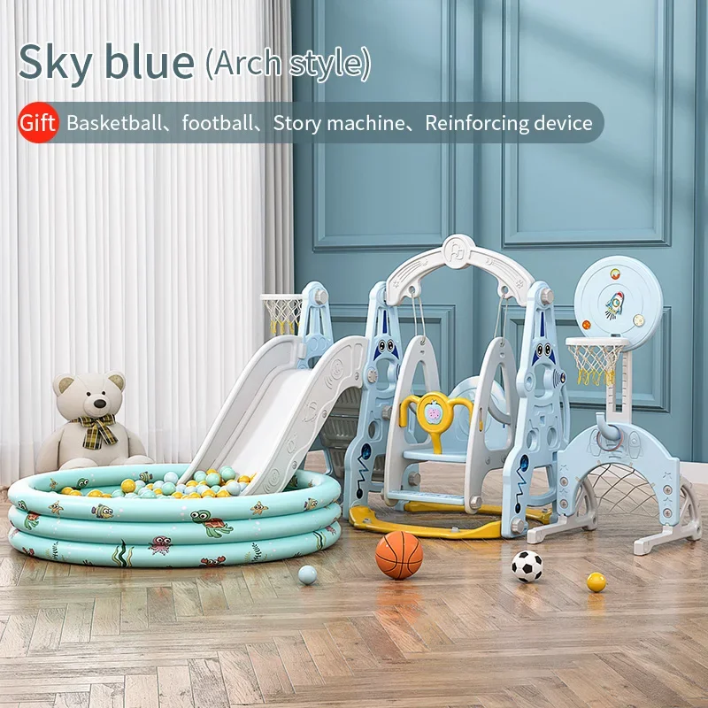 Swing Slide  6 in 1 Indoor toys Playground plastic slide swing combination toys for kids