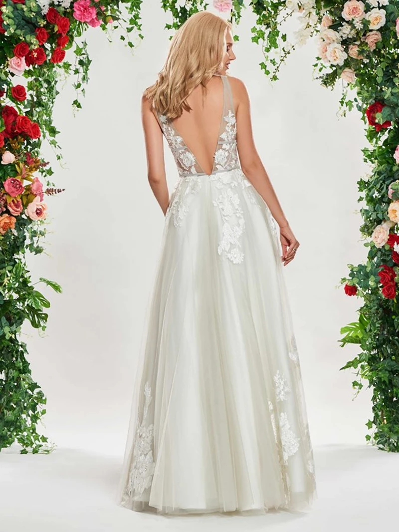 Платье 2021 Lange Boho EINE Linie Backless Hochzeit Kleid 3D Blumen Spaghetti Strap Braut Kleid Prinzessin Bodenlangen Brautkleid