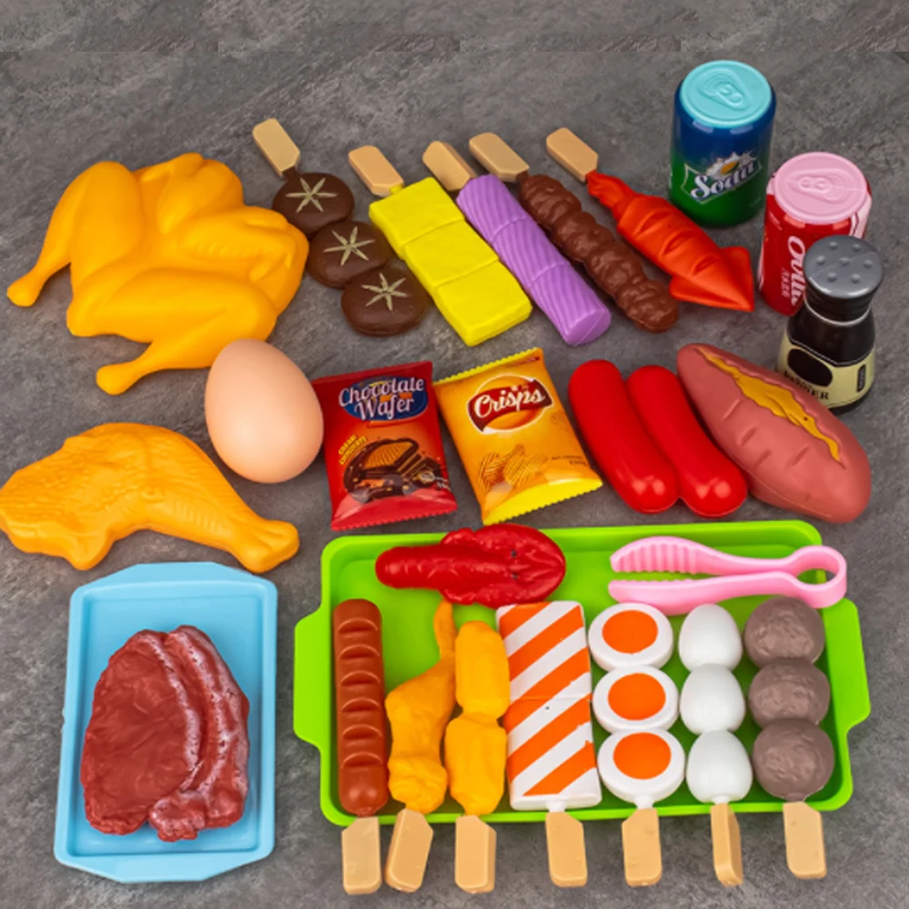 Kinder Spelen Keuken Dinette Simulatie Barbecue Kookgerei Koken Voedsel Educatief Speelgoed Ouders-Kind Rol Interactieve Geschenken