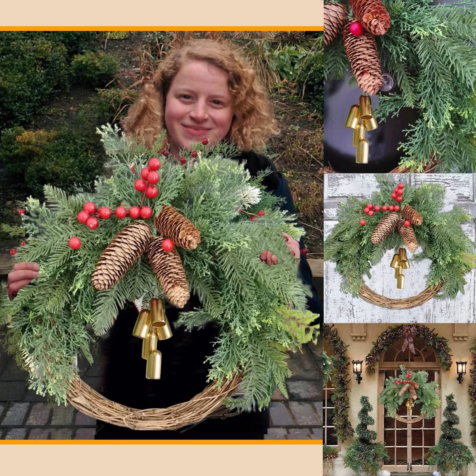 Boho Krans Handgemaakte Kerstdag Krans Deurdecoratie Krans Kunststof Voor Thuis Kerstfestival Muur