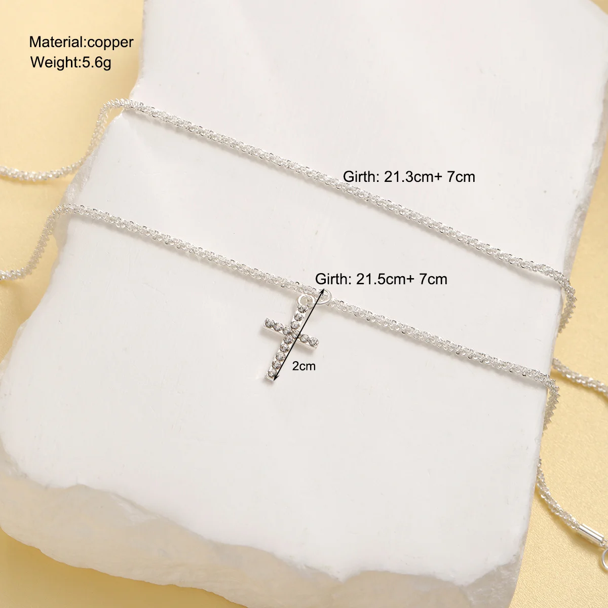 2pcs Shiny Cross Pendant Anklet Set for Women Vintage Simple Zircon Double Layer Beach Anklets Summer Jewelry Holiday Gifts